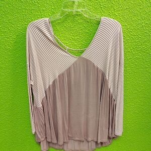 Cream Asymmetrical 3/4 Sleeve Blouse